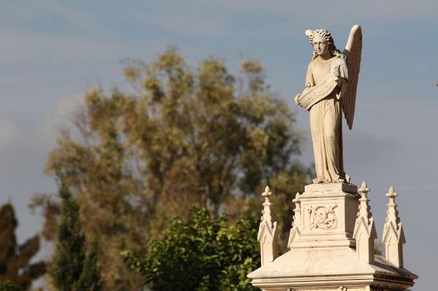 Detalle de un ángel en un mausoleo en el Cementerio de San Miguel. :: s. fenosa