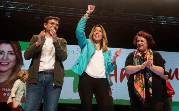 La secretaria general del PSOE de Andalucía, presidenta de la Junta y candidata a la reelección, Susana Díaz, en el acto de apertura de campaña en Granada. 