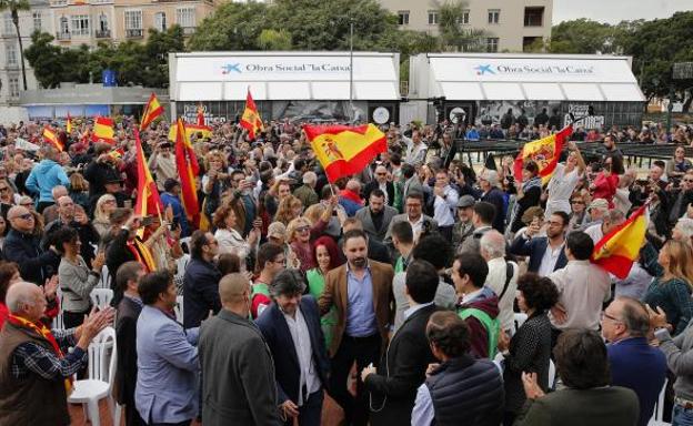 Santiago Abascal, en el mitin celebrado ayer en la Plaza de la Marina.