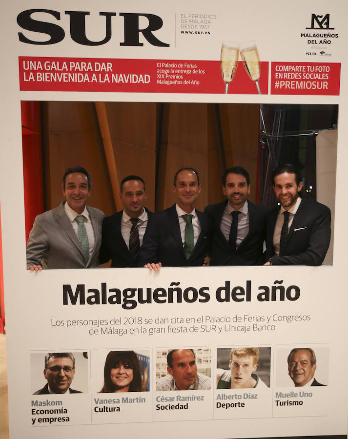 La Redacción de SUR reconoce la labor de Vanesa Martín, César Ramírez, Alberto Díaz y las empresas Maskom y Muelle Uno, en una gala patrocinada por Unicaja