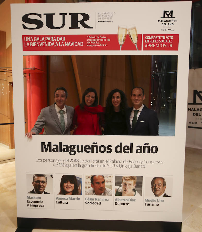 La Redacción de SUR reconoce la labor de Vanesa Martín, César Ramírez, Alberto Díaz y las empresas Maskom y Muelle Uno, en una gala patrocinada por Unicaja