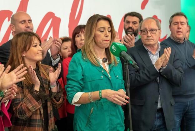 Susana Díaz, en la noche electoral tras conocer los resultados.