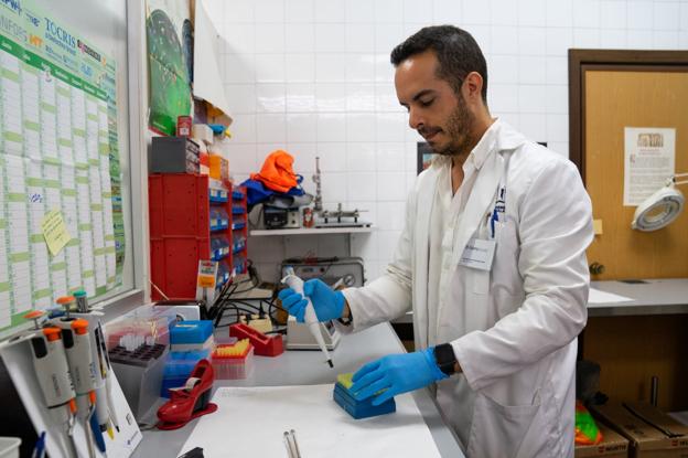 El profesor Manuel Narváez, en uno de los laboratorios de la Facultad de Medicina. 