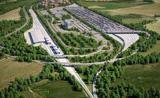 Recreación virtual de la futura estación de intercambio modal de la Ferropista de Colombia