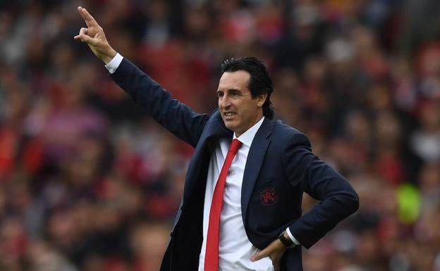 Unai Emery, en el banquillo del Arsenal. 