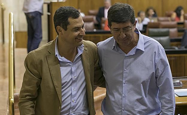 Imagen de archivo de Juanma Moreno y Juan Marín.