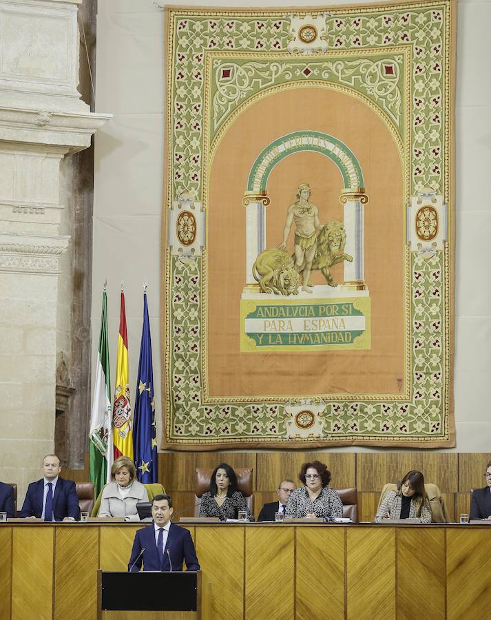 Juanma Moreno durante su discurso de investidura