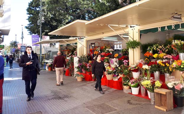 Puestos de flores.