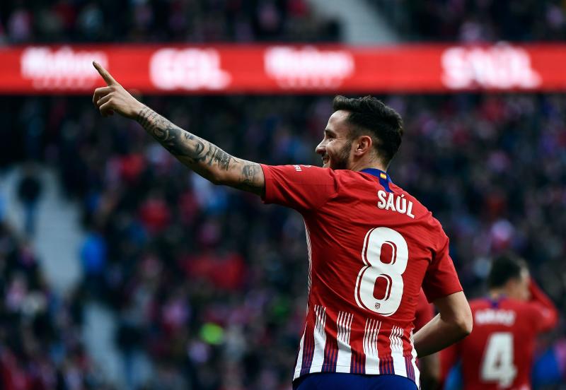 Saúl, celebrando su primer gol en LaLiga ante el Getafe. 