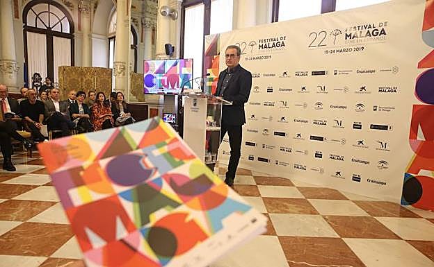 Juan Antonio Vigar, durante la presentación del 22 Festival de Málaga. 