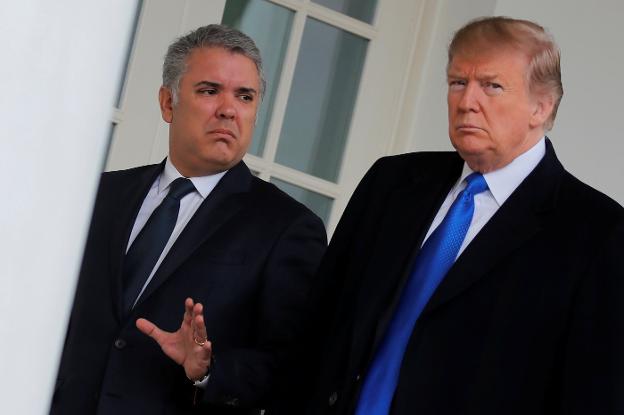 Donald Trump, con el presidente de Colombia, Iván Duque, en la Casa Blanca. :: carlos barria/ reuters
