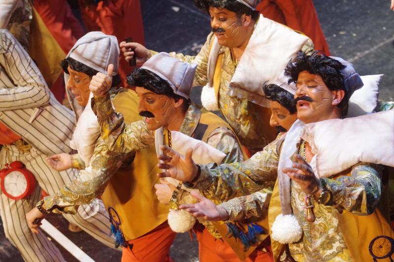 Murga 'Los auténticos narcos' en la tercera semifinal del Carnaval de Málaga 2019.