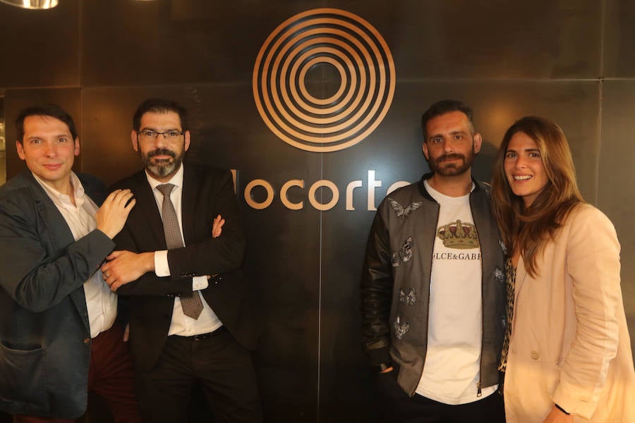 Luis Ballesteros, José Luis Martínez, Silvia Picatoste y David García en el primer aniversario de Palocortado.