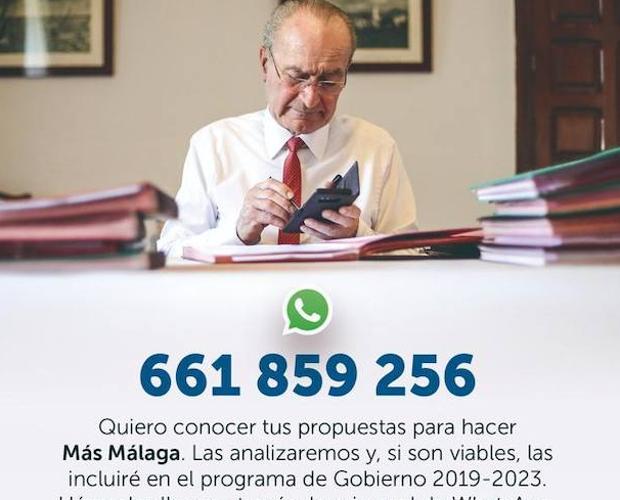 De la Torre abre una línea de WhatsApp con los ciudadanos para recoger propuestas electorales