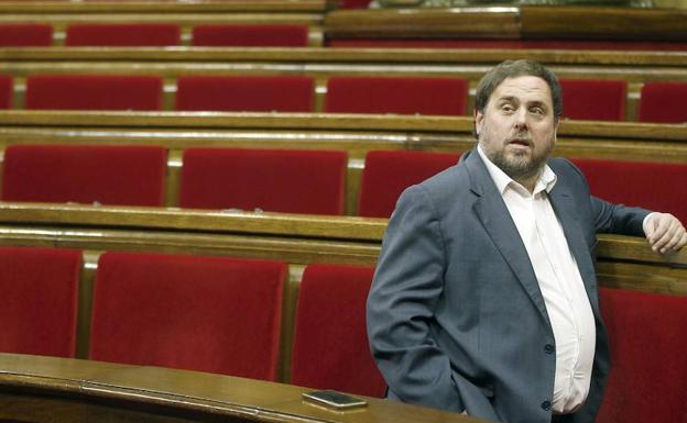 Oriol Junqueras, en el Parlament de Cataluña. 