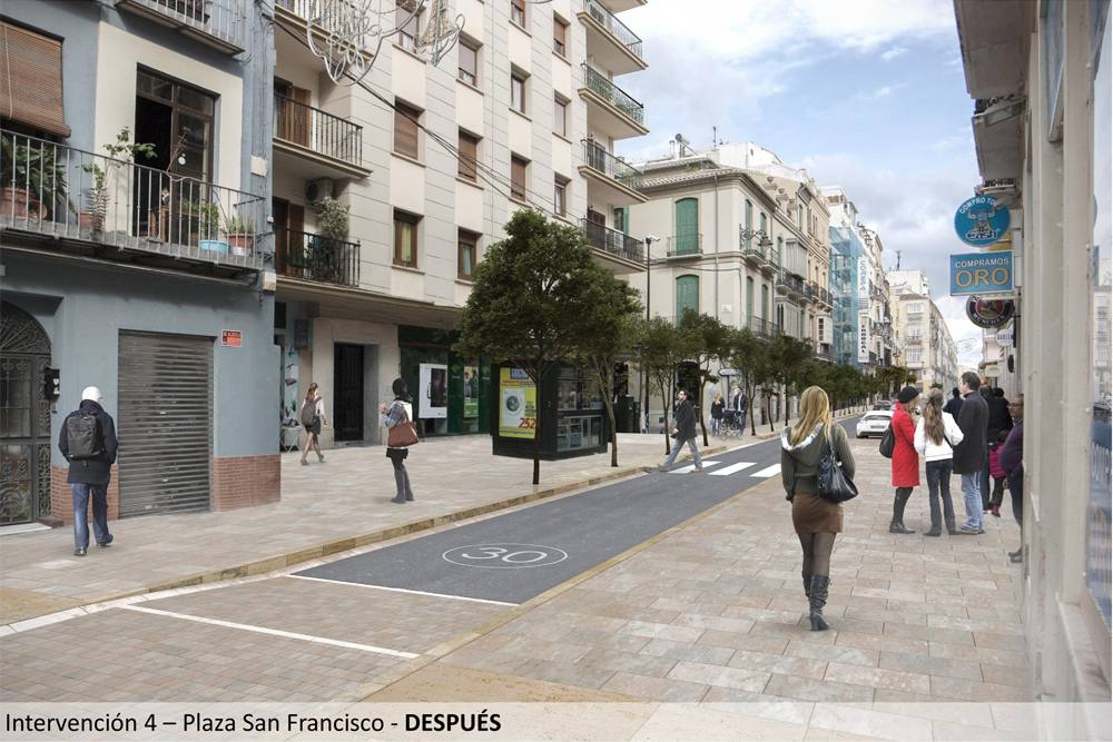 Recreaciones de cómo quedará la renovación de zonas de Carretería y Álamos, así como el entorno del la plaza de San Francisco.