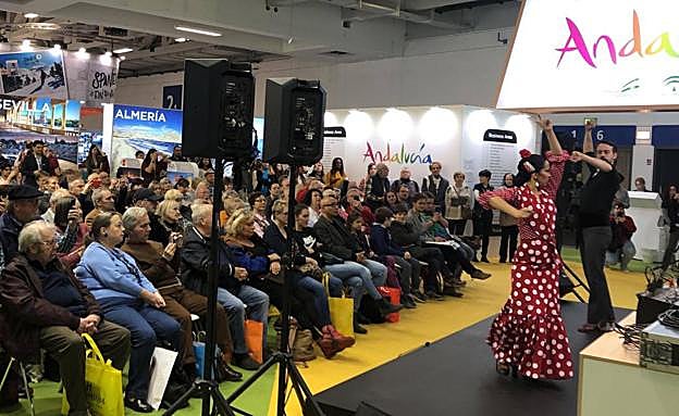 Aspecto que presentaba ayer el expositor de Andalucía en la ITB de Berlín, en la primera jornada de público general.