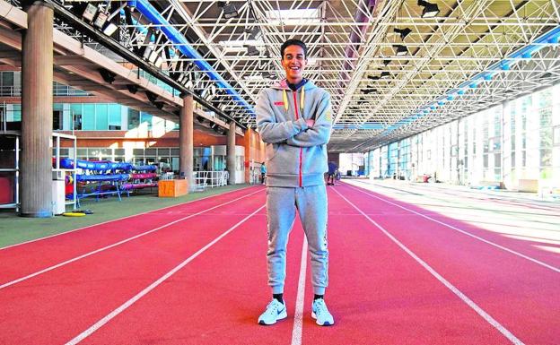 Ouassim Oumaiz, en el módulo cubierto de la Blume, donde desarrolla buena parte de sus entrenamientos. 