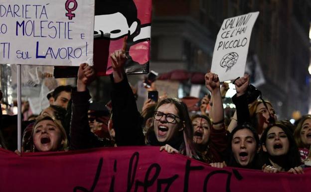 Protesta feminista en Roma el pasado 8 de marzo.