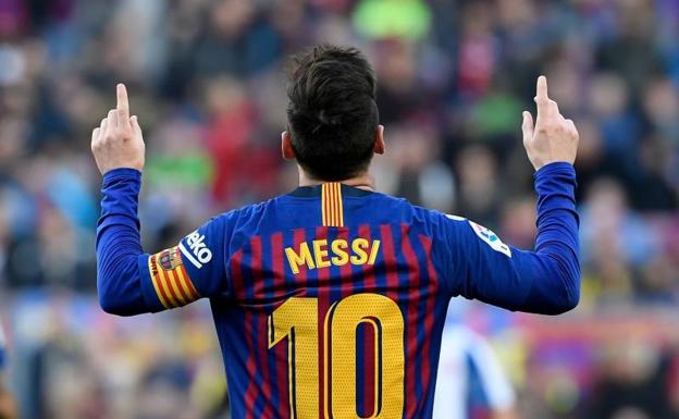 Messi, celebrando su segundo tanto del partido.