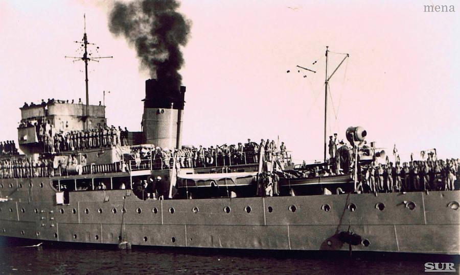 Atraque de la tropa legionaria en 1950