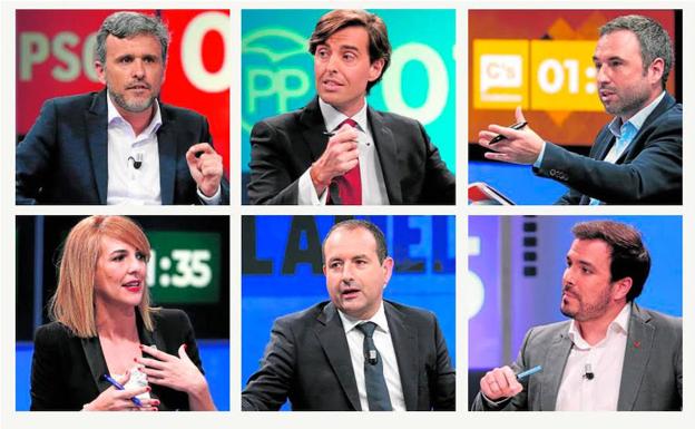 López, Montesinos, Díaz, Rueda, Castillo y Garzón, durante el debate. 