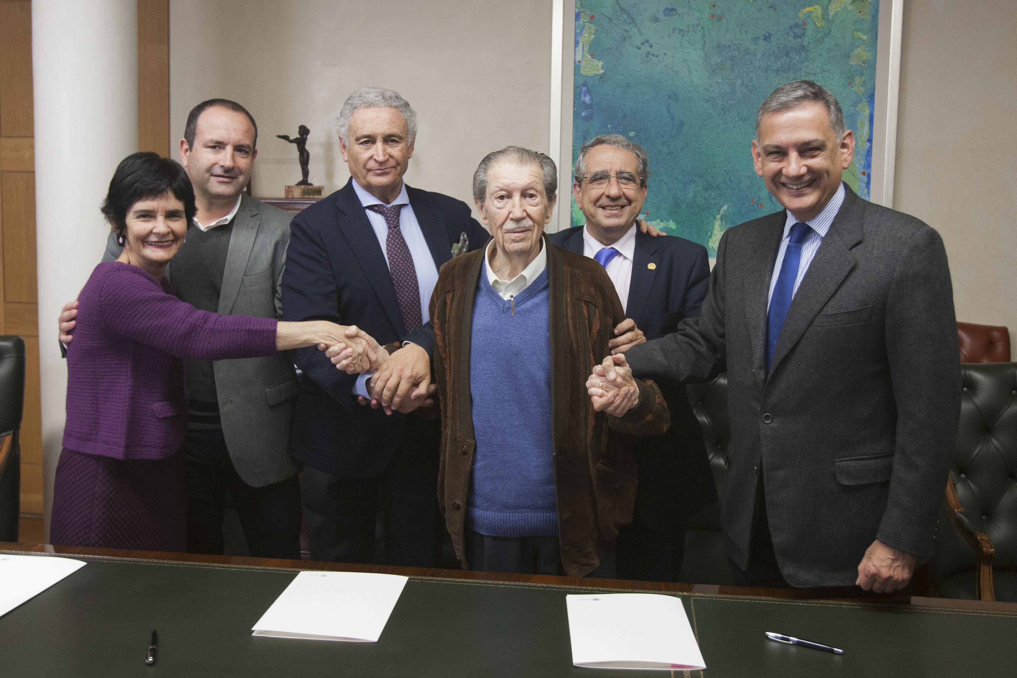 Teclar Lumbreras,Antonio Pedraza, Manuel Castillo, Angel Narváez y José Luis Romero con Manuel Alcántara en 2016.