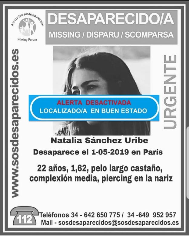 Cartel con la desaparición de Natalia Sánchez. :: r. c.