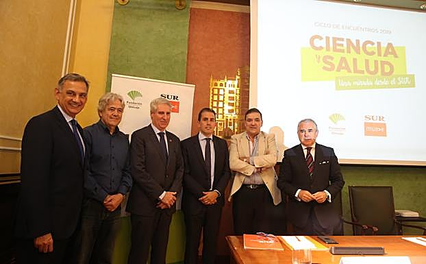 José Luis Romero, Emilio Alba, Miguel Ángel Arráez, Sergio Corral, Pedro Luis Gómez y Pedro Navarro, ayer.