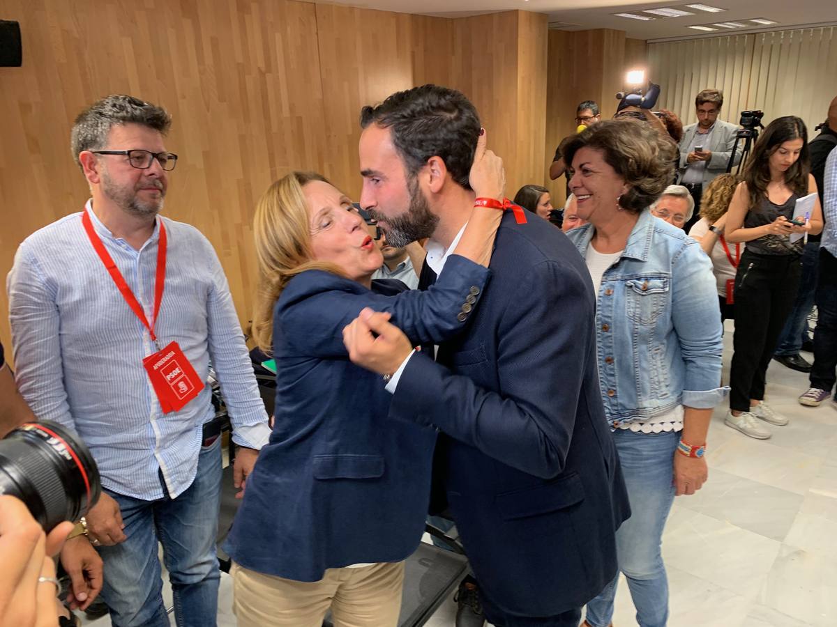 Dani Pérez, en la sede del partido tras conocerse los resultados.