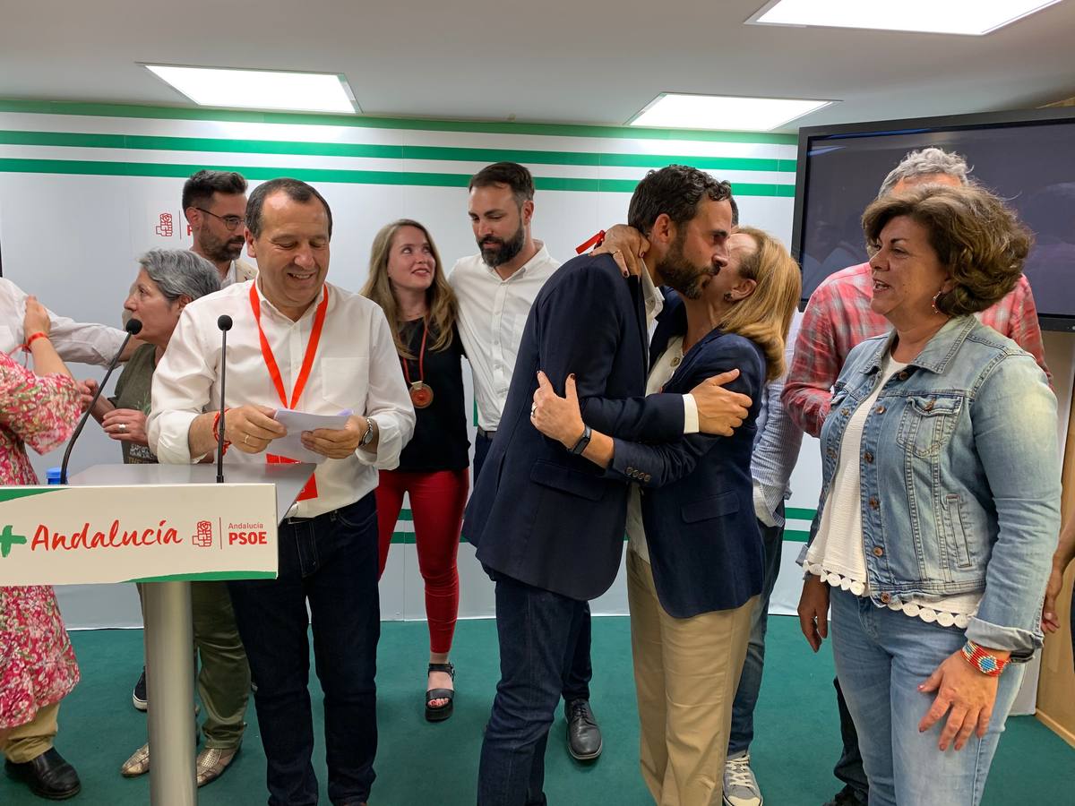 Dani Pérez, en la sede del partido tras conocerse los resultados.