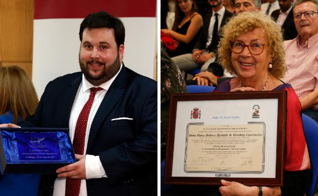 Daniel Martín y Dolores Hurtado de Mendoza, ayer tras recibir sus reconocimientos.