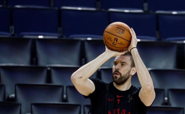 Marc Gasol, en un entrenamiento con los Raptors. 