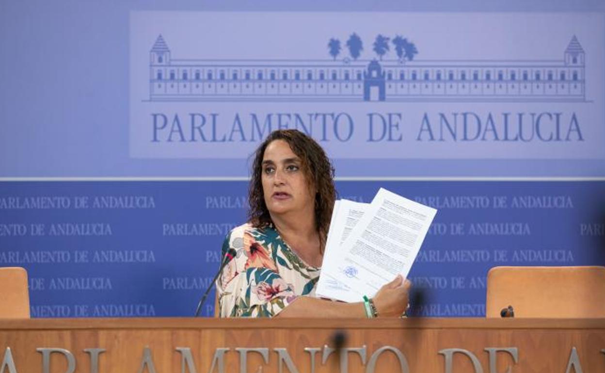 Rueda de prensa de la presidenta del grupo Adelante Andalucía en el Parlamento, Ángela Aguilera