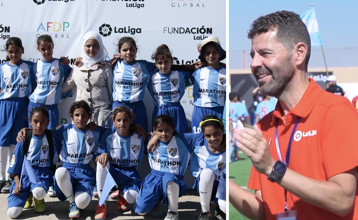 Javier García (dcha.) formador de La Liga Zaatari.