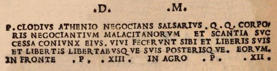 Inscripción de Roma referida a un comerciante de salazón