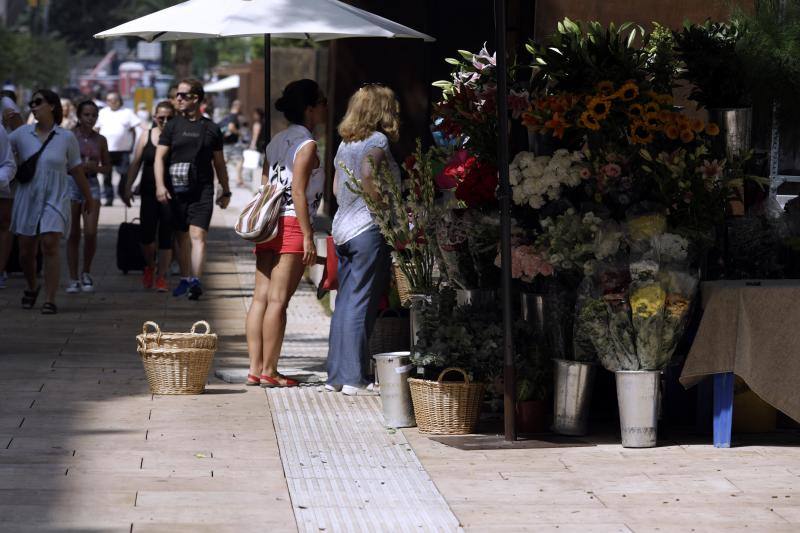 Miles de personas recorren ya a diario los nuevos pasillos peatonales laterales de la Alameda Principal. 