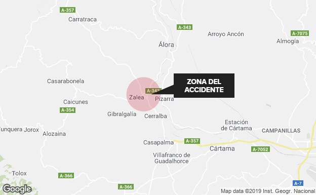 Fallece una persona y otras dos resultan heridas en el choque entre una furgoneta y un turismo en Pizarra 