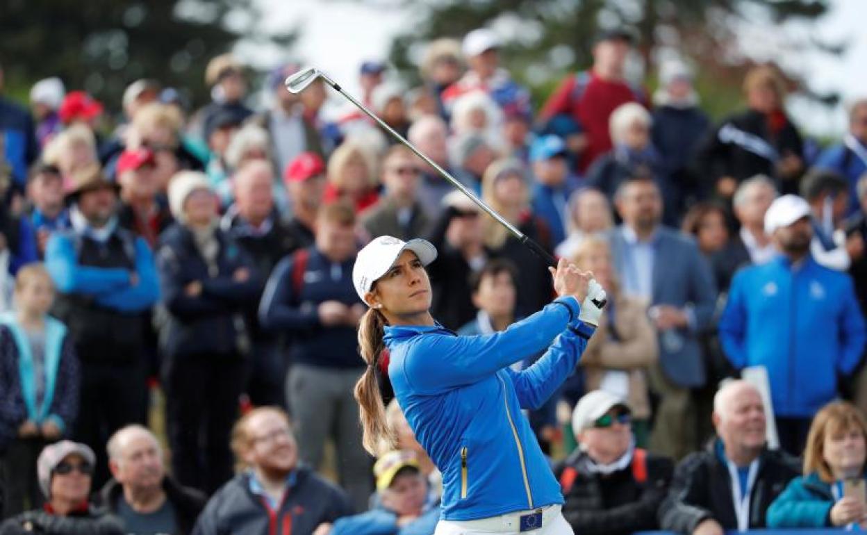 Azahara Muñoz, en un partido de la Solheim Cup 