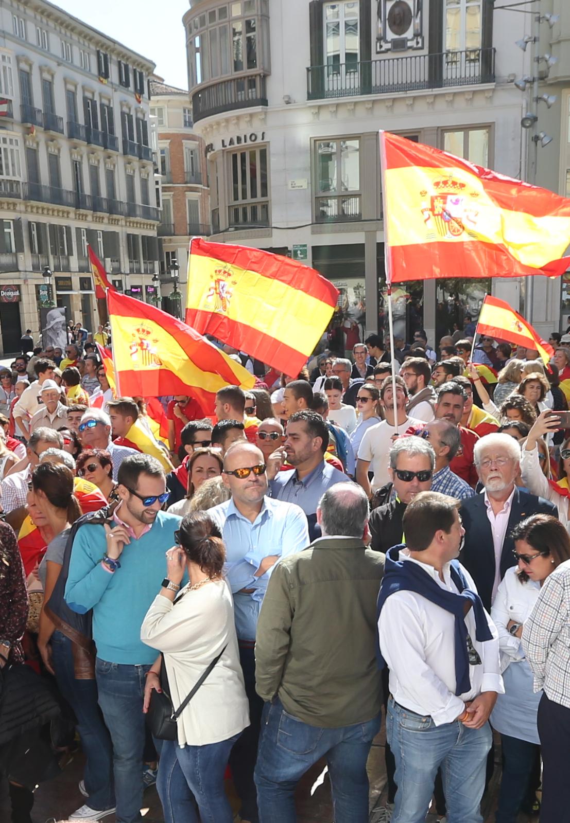 PP, Ciudadanos y Vox marchan juntos en la manifestación en solidaridad con Cataluña y con unos 2.200 asistentes según la Policía Nacional