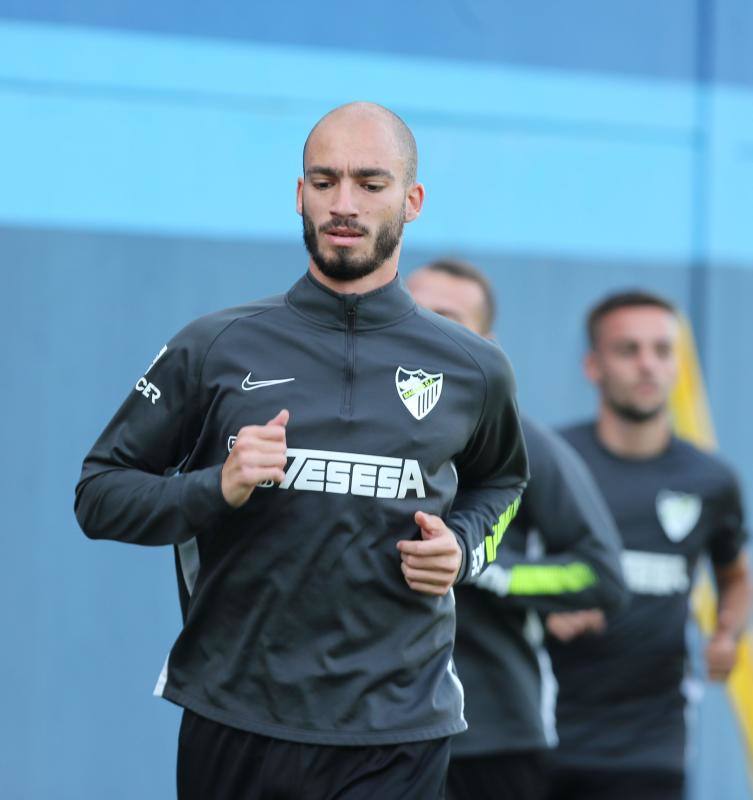 Sesión de trabajo del Málaga tras su victoria ante el Oviedo. 