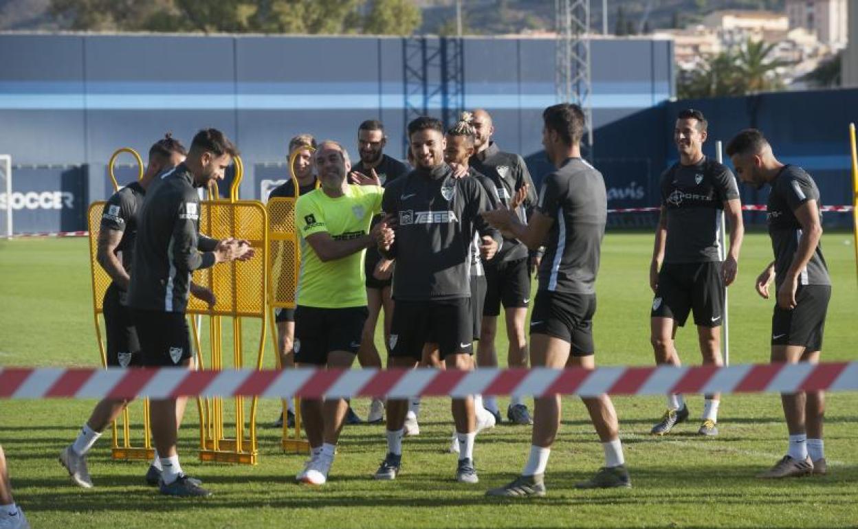 Los jugadores, en el entrenamiento de ayer jueves antes de partir hacia Ponferrada.