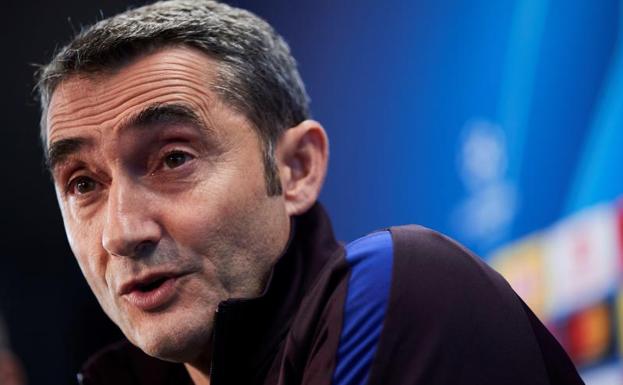 Ernesto Valverde, durante la rueda de prensa. 