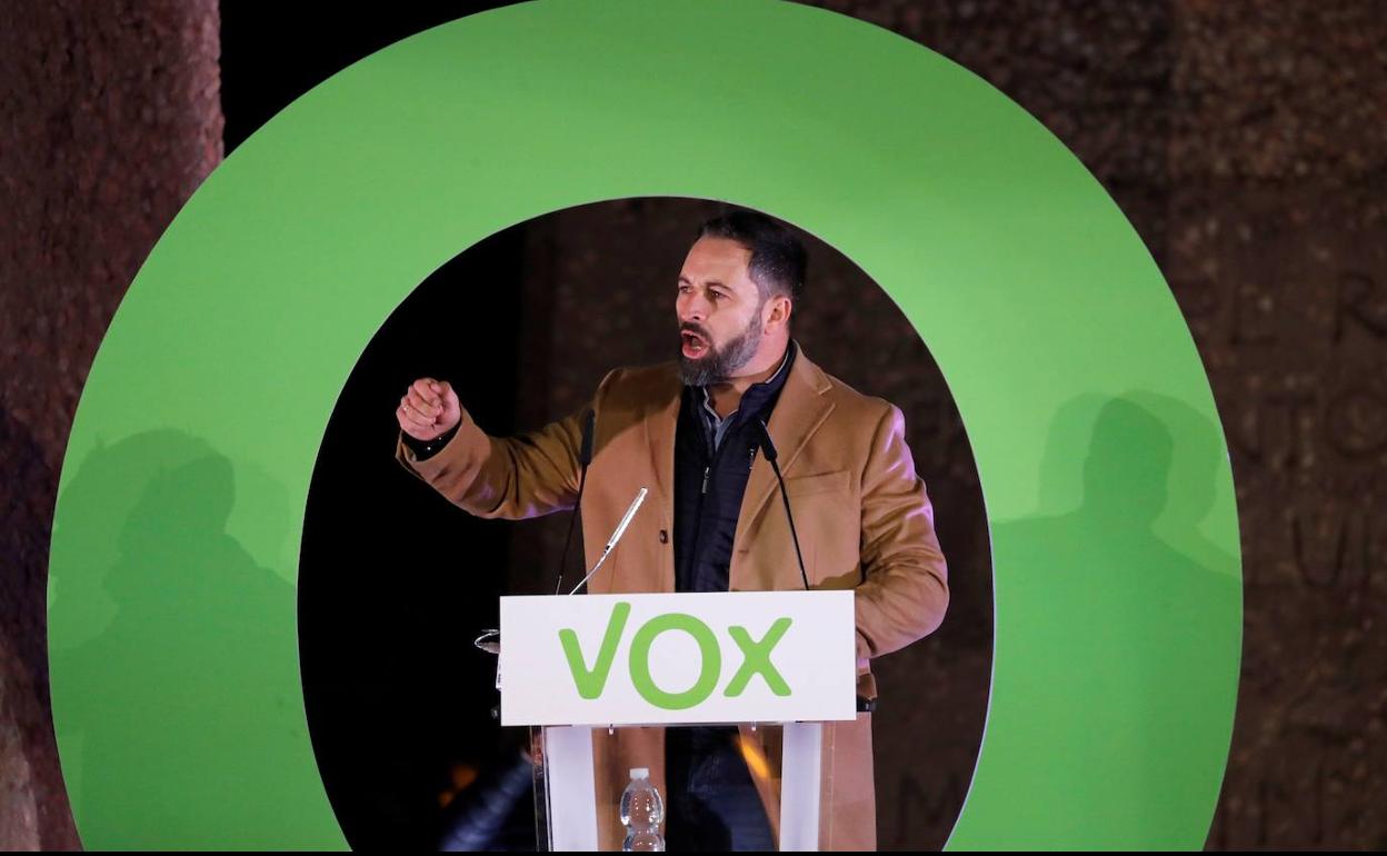 Abascal protagonizó el acto de cierre de campaña de Vox celebrado ayer en la plaza de Colón de Madrid. 