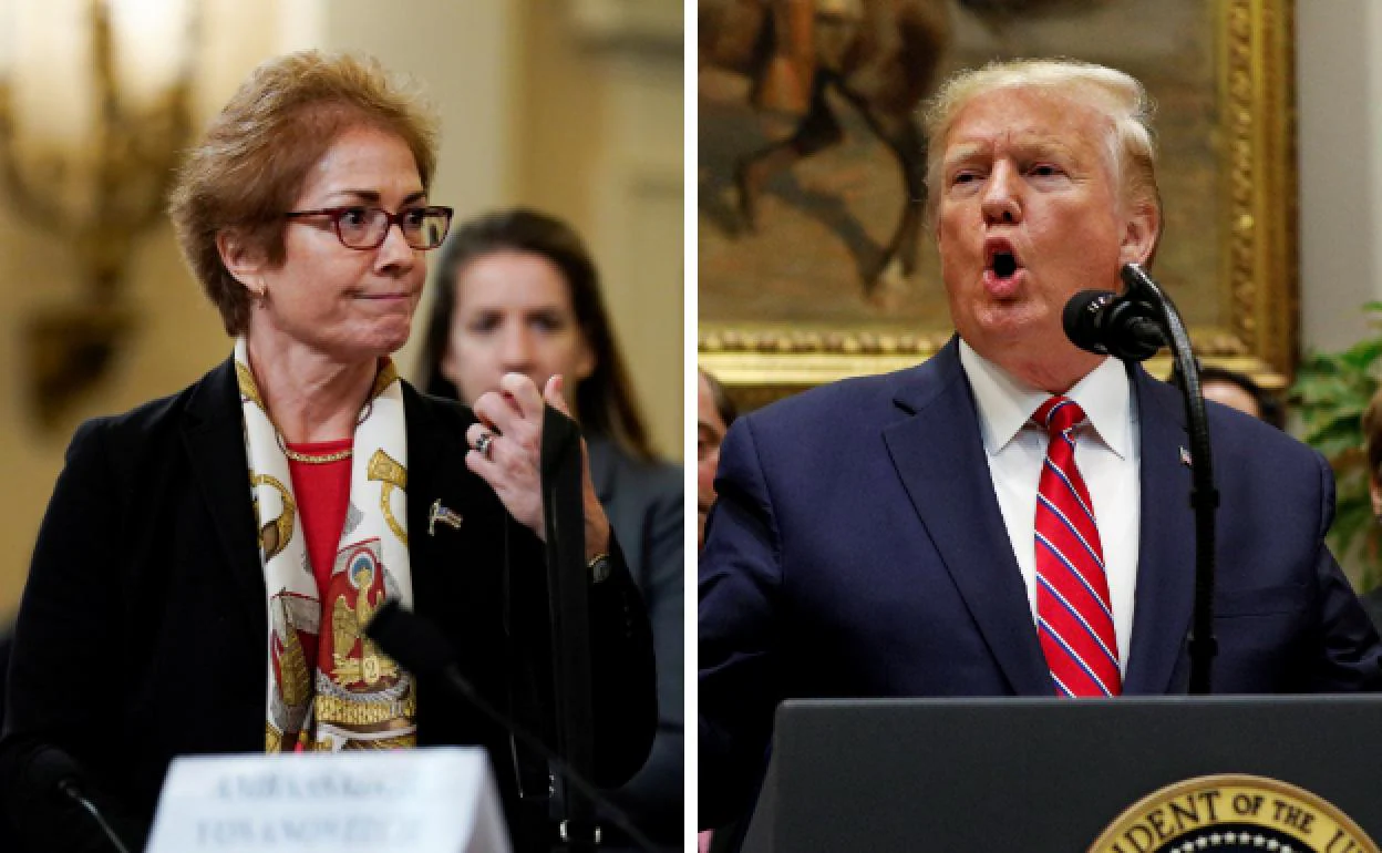 La exembajadora de Ucrania en Washington Marie Yovanovitch y el presidente de EE UU, Donald Trump. 