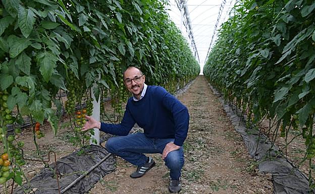 Proyecto. Lavao, en el último de los invernaderos que ha instalado. 