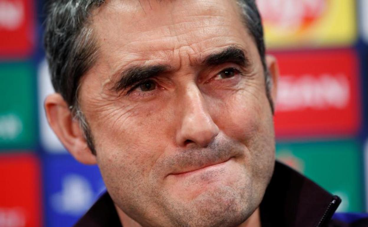 Ernesto Valverde, durante la rueda de prensa. 