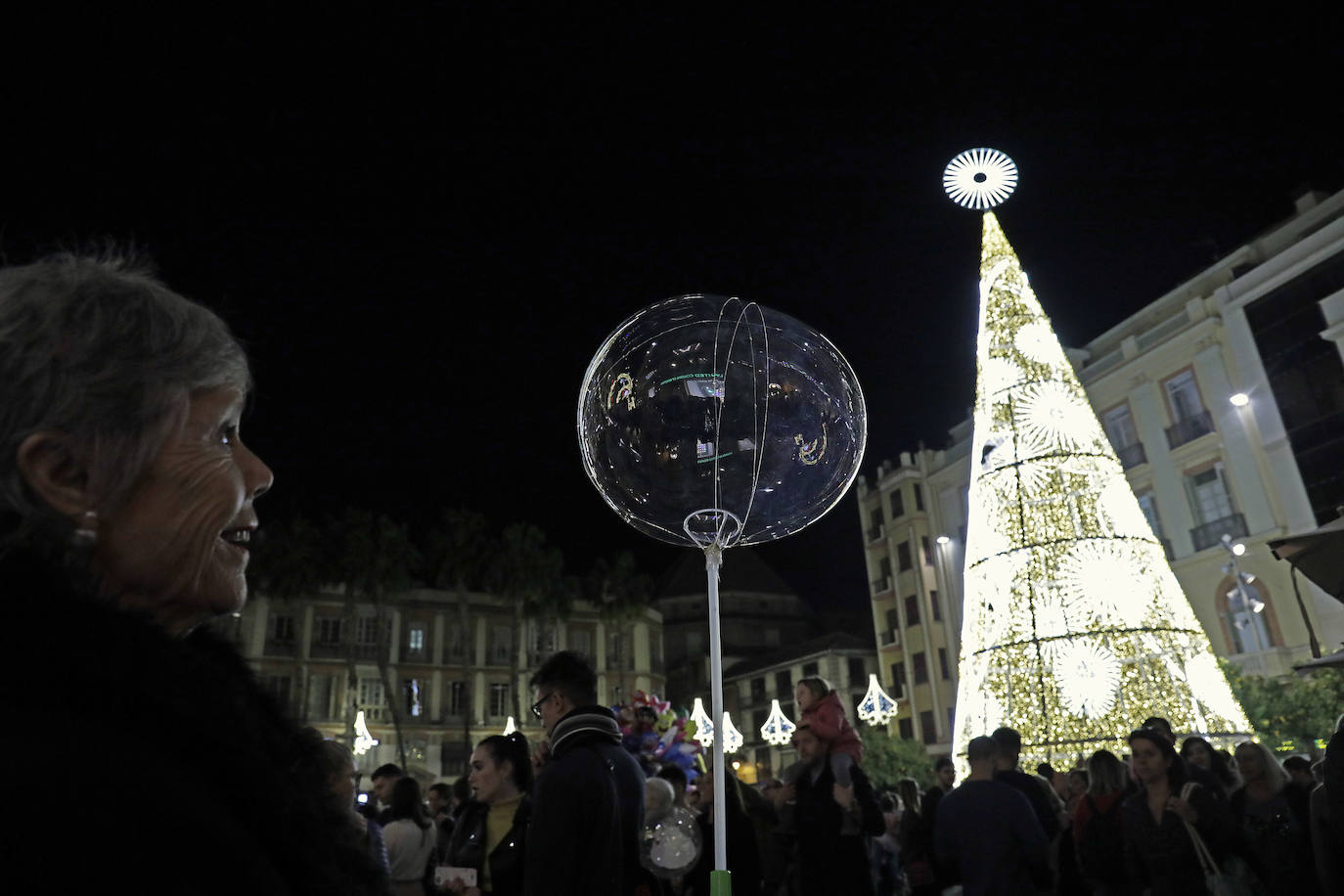 Durante los 40 días que duren los fastos navideños, la calle Larios se transformará en un bosque lleno de hojas y soles