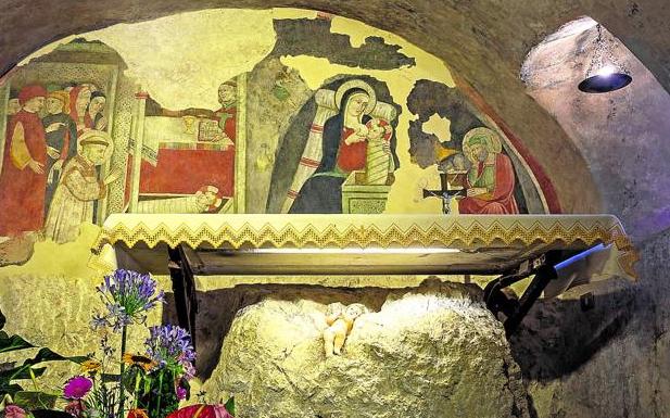 Un fresco recuerda en el santuario de Greccio el primer nacimiento ...