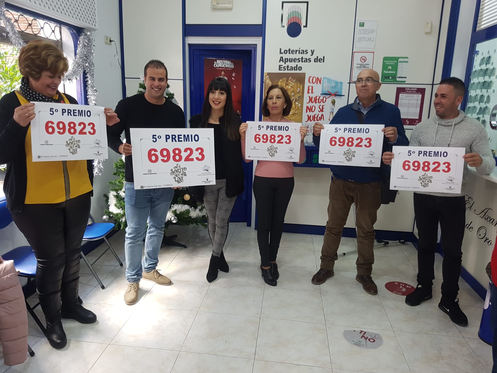 Torrox, tocada por la suerte con 600.000 euros, del 69823 uno de los quintos premios de la Lotería de Navidad.